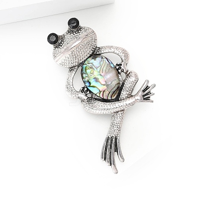 Frog Zinc Alloy Rhinestone Brooches PW-WGC7876-01-1