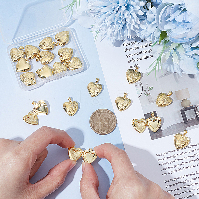 20Pcs Rack Plating Brass Locket Pendants KK-UN0005-91-1