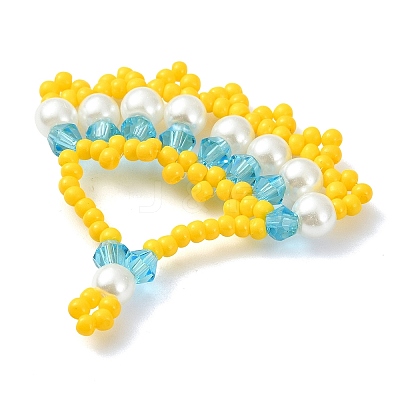 Glass Seed Beaded Pendants PALLOY-MZ01415-02-1