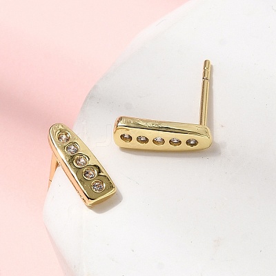 Teardrop Brass Micro Pave Clear Cubic Zirconia Stud Earrings EJEW-H180-26G-1