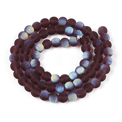 Frosted Transparent Glass Beads Strands GLAA-T032-T6mm-MBB19-1