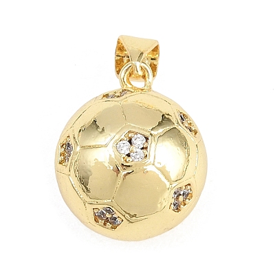Football Brass Micro Pave Cubic Zirconia Pendants KK-A297-09I-G-1