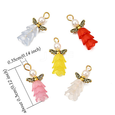 50Pcs 5 Colors ABS Plastic Imitation Pearl Pendants PALLOY-JF03909-1
