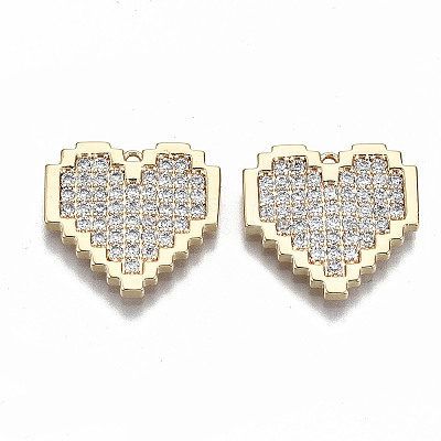 Brass Micro Pave Clear Cubic Zirconia Pendants X-KK-S356-166G-NF-1