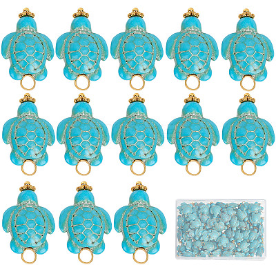 80Pcs Dyed Synthetic Turquoise Pendants FIND-SC0003-90-1