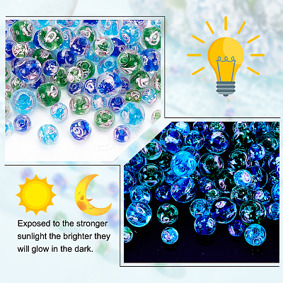 90Pcs 9 Styles Handmade Luminous Inner Flower Lampwork Beads LAMP-PH0001-26-1