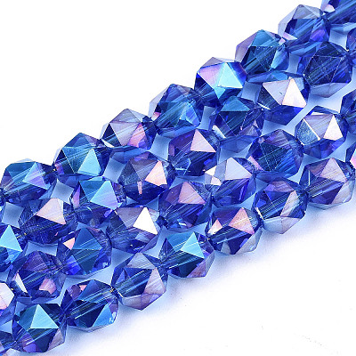 Electroplate Transparent Glass Beads Strands X-EGLA-T019-06H-1