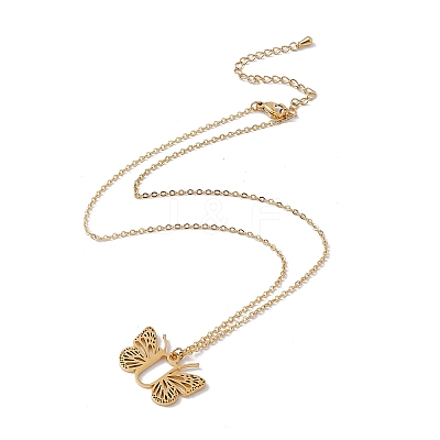 Initial Letter with Butterfly Pendant Necklace LS-NJEW-C026-01G-U-1