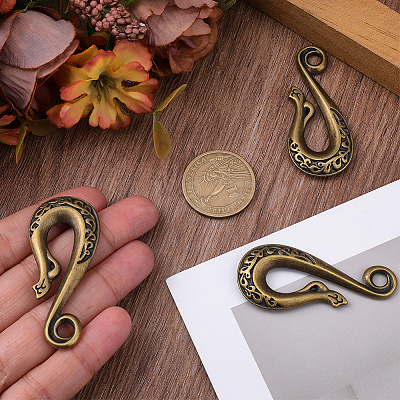 3Pcs Alloy S-Hook Clasps FIND-CP0003-47AB-1