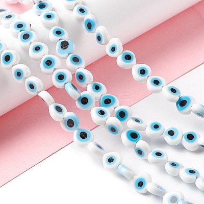 Handmade Evil Eye Lampwork Beads Strands LAMP-F023-B06-1