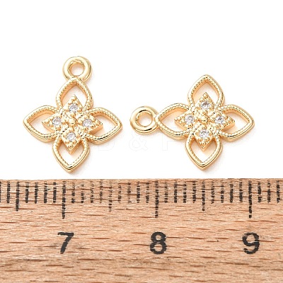 Brass Micro Pave Clear Cubic Zirconia Charms KK-A304-18G-1