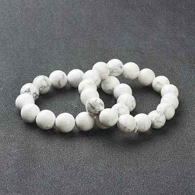 Natural Howlite Beaded Stretch Bracelets BJEW-D446-C-03-1
