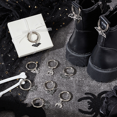 12Pcs 6 Styles Bat Alloy Shoes Charms HJEW-PH01975-1
