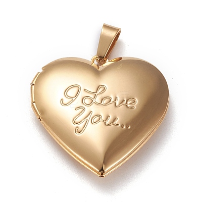 Valentine's Day Ion Plating(IP) 304 Stainless Steel Locket Pendants STAS-K197-08G-1