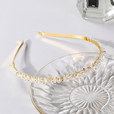 Wire Wrapped Natural White Jade Chip Hair Bands PW-WG27230-14-1