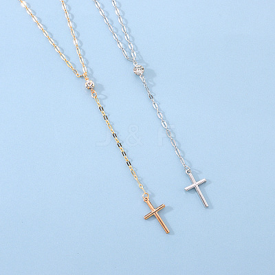 Alloy Crystal Rhinestone Cross Pendant Y Necklaces for Women WGC3C95-01-1