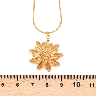 304 Stainless Steel Flower Pendant Round Snake Chain Necklaces for Women NJEW-G188-02G-1