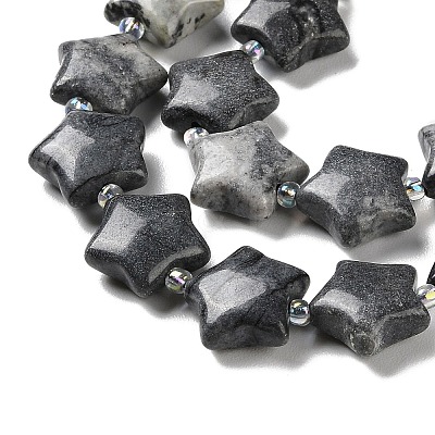 Natural Black Silk Stone/Netstone Beads Strands G-NH0005-009-1