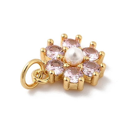 Rack Plating Brass Micro Pave Cubic Zirconia Charms KK-A160-22G-G-1