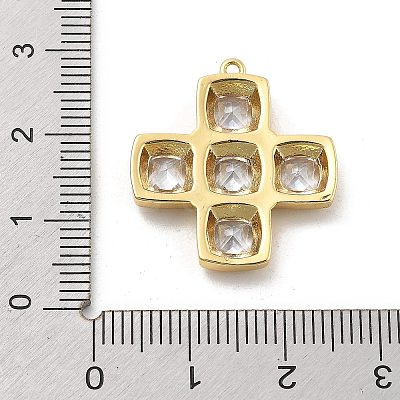 Brass Micro Pave Clear Cubic Zirconia Pendants X-KK-L228-44B-G-1