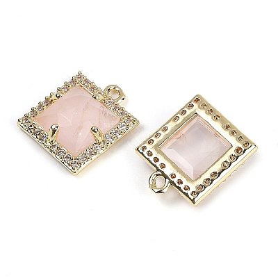 Natural Rose Quartz Faceted Square Charms G-I375-06G-05-1