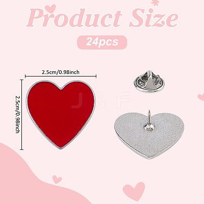 24Pcs Heart Enamel Pins JEWB-FG0001-63-1