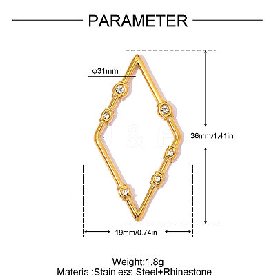 304 Stainless Steel with Crystal Rhinestone Pendants RB-OY001-81G-02-1