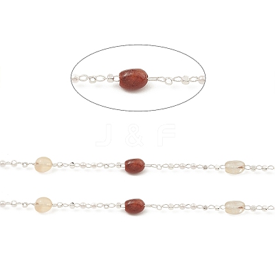 Natural Mixed Gemstone Nugget Beaded Chains CHC-M025-65S-1