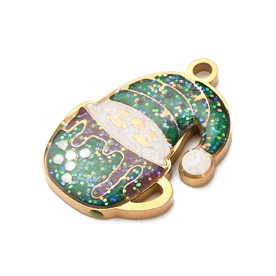 Christmas 304 Stainless Steel Enamel Pendants LS-STAS-B112-02G-08-1