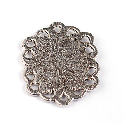 Tibetan Style Alloy Flower Cabochons PALLOY-ZN48548-AS-RS-1
