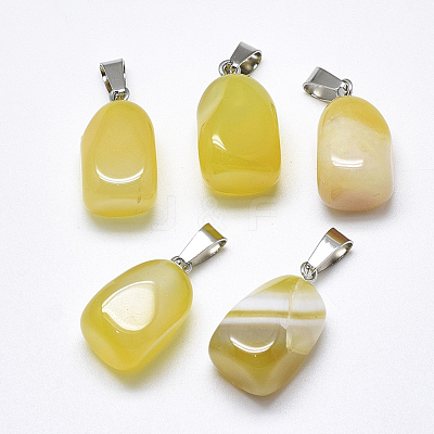 Natural Banded Agate/Striped Agate Pendants X-G-T122-20E-1