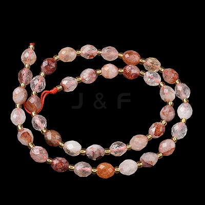 Natural Red Hematoid Quartz/Ferruginous Quartz Beads Strands G-F809-A02-01-1