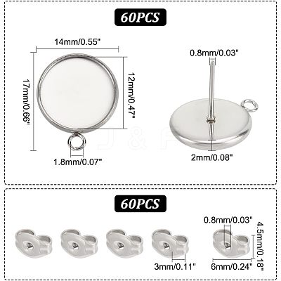 304 Stainless Steel Stud Earring Settings STAS-UN0019-14P-1