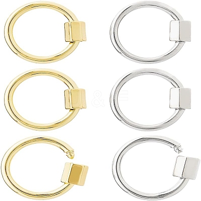 6Pcs 2 Colors Brass Screw Carabiner Lock Charms KK-HS0001-08-1