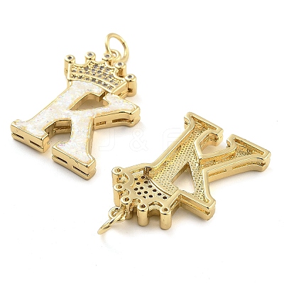 Brass Micro Pave Clear Cubic Zirconia Pendants KK-G498-01K-02-1