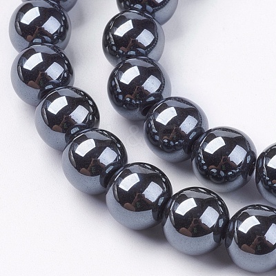 Non-Magnetic Synthetic Hematite Beads Strands G-H1623-8mm-2-1