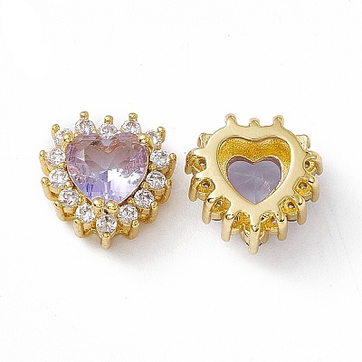 Rack Plating Brass Micro Pave Cubic Zirconia Beads KK-C007-12G-1