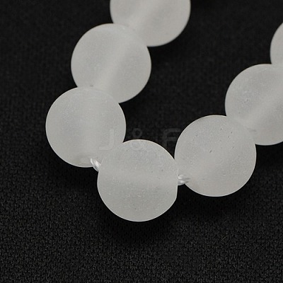 Frosted Natural Gemstone Quartz Crystal Round Beads Strands G-L093-6mm-04-1