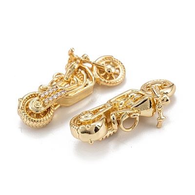 Brass Micro Pave Clear Cubic Zirconia Pendants ZIRC-P086-29G-1