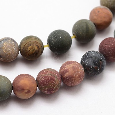 Matte Natural Polychrome Jasper/Picasso Stone/Picasso Jasper Beads Strands X-G-K113-03-4mm-1