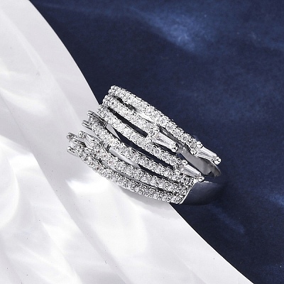 Brass Micro Pave Clear Cubic Zirconia Finger Rings RJEW-S398-01P-1