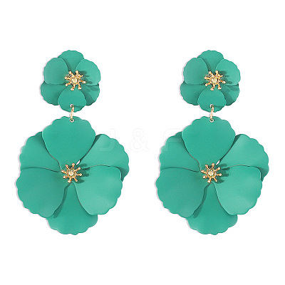 Flower Baking Paint Alloy Dangle Stud Earrings FS-WG1427E-02-1