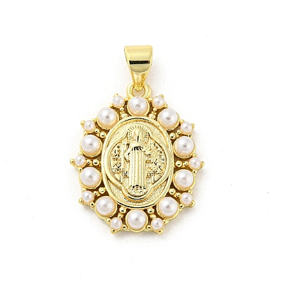 Brass with ABS Plastic Imitation Pearl Pendants FIND-Z023-04C-1