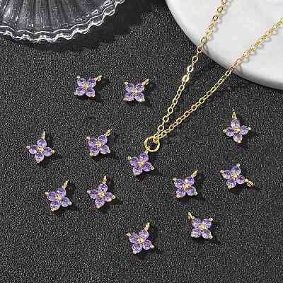 SHEGRACE Brass Cubic Zirconia Charms XGRQ4H136-680G-B-1