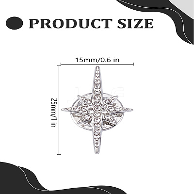 1Pc Star Alloy Rhinestone Lapel Pins JEWB-LP0004-17-1