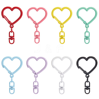 48Pcs 8 Colors Spray Painted Zinc Alloy Spring Gate Rings FIND-SP0004-03-1