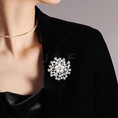 Flower Alloy Rhinestone Brooches for Women DJ-PW-WGD2C4F-01-1