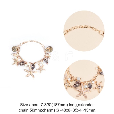 Trendy Starfish and Conch Jewelry Sets SJEW-PH0001-02G-1