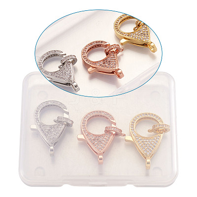 Brass Micro Pave Cubic Zirconia Lobster Claw Clasps ZIRC-TA0001-12-1