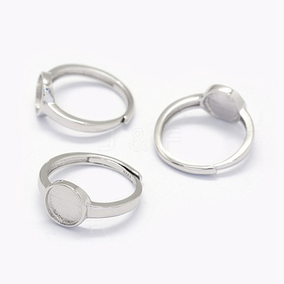 Anti-Tarnish Rhodium Plated 925 Sterling Silver Finger Ring Components STER-E061-01C-P-1
